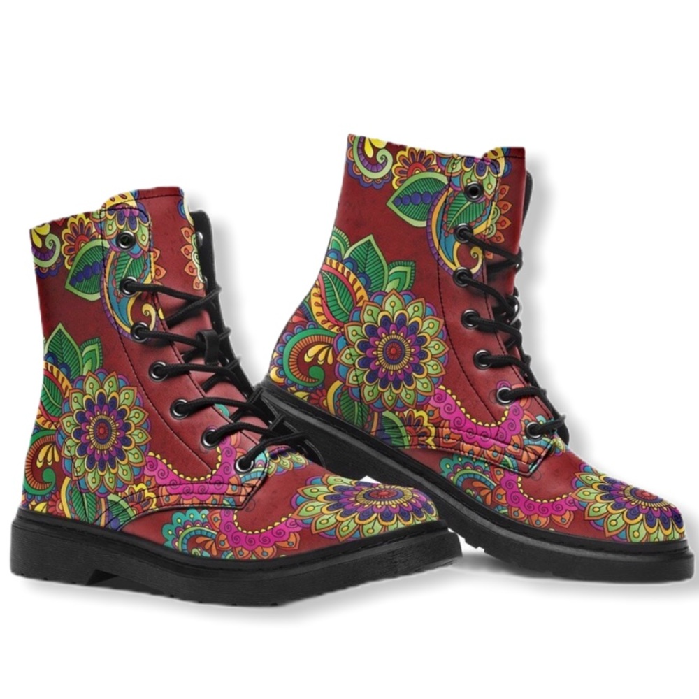 Yes We Vibe Funky Henna Flower Boots